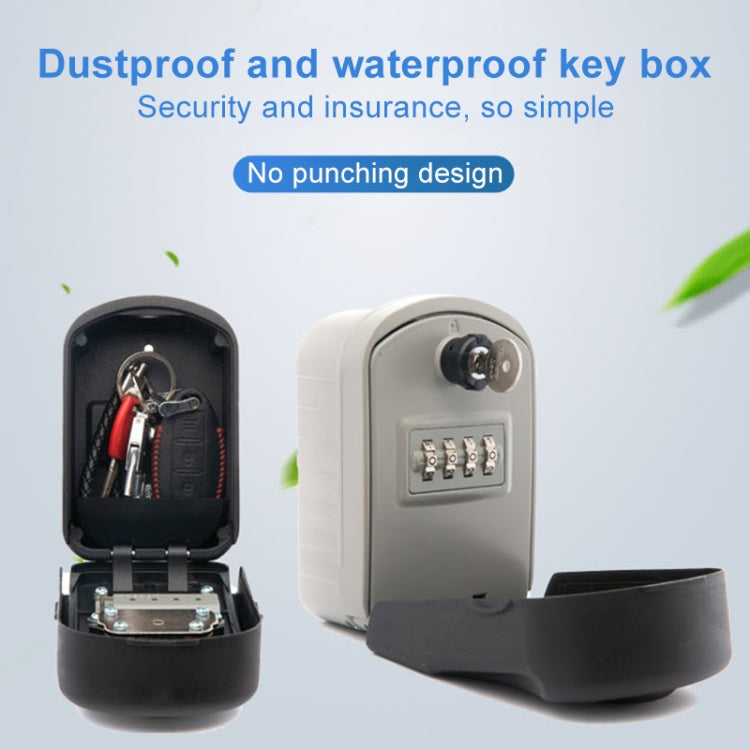 Key storage box shown open with four-number keypad and lock dial on top