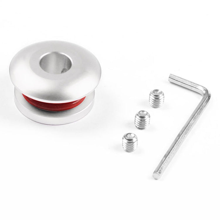 Silver car shift knob stopper with red ring, with mounting hardware and L-wrench