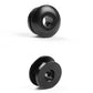 Black shift knob stopper, front and side views, with central mounting hole