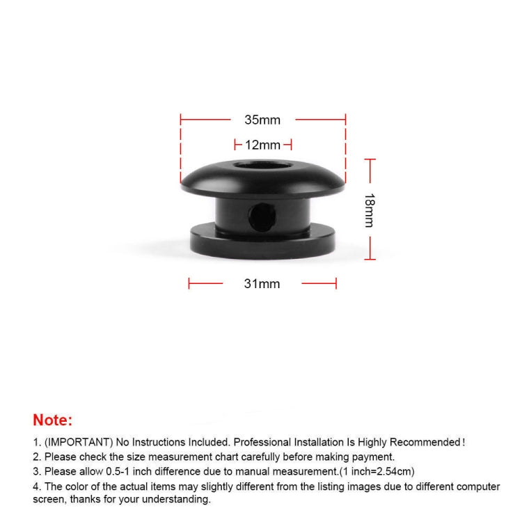 Black shift knob stopper with size diagram and red measurement lines