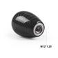 Black carbon fiber gear shift knob with threaded mounting hole end, size M12x1.25