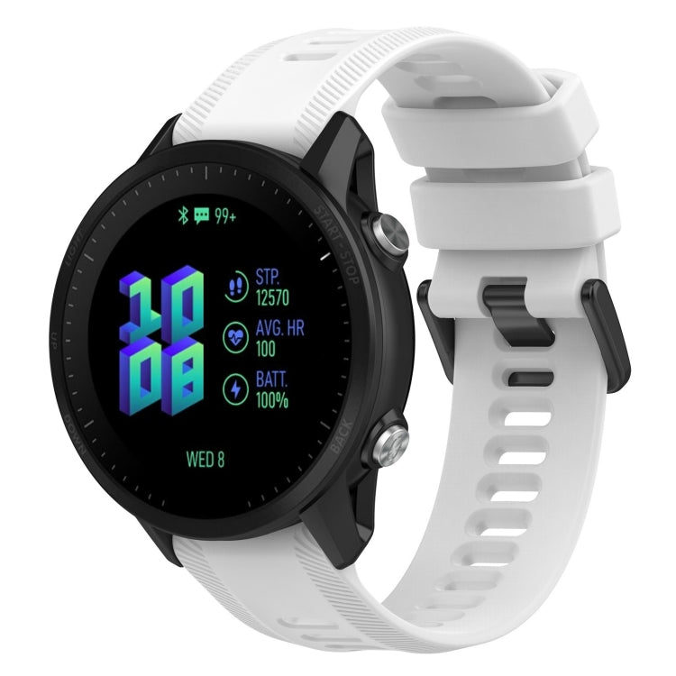 22mm silicone twill watch band, white strap with metal buckle for Garmin Forerunner 955.