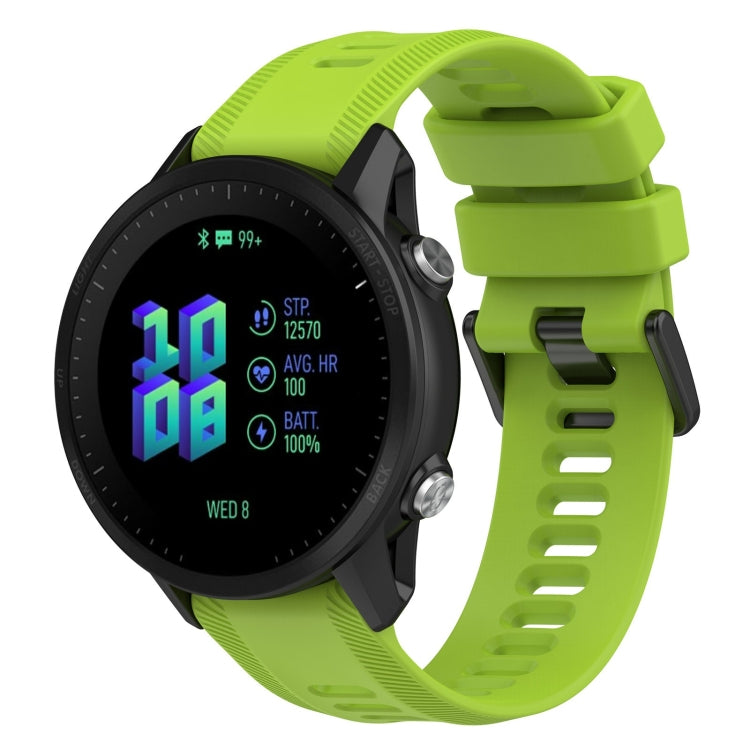 22mm silicone twill watch band, lime green, perforated style, for Garmin Forerunner 955