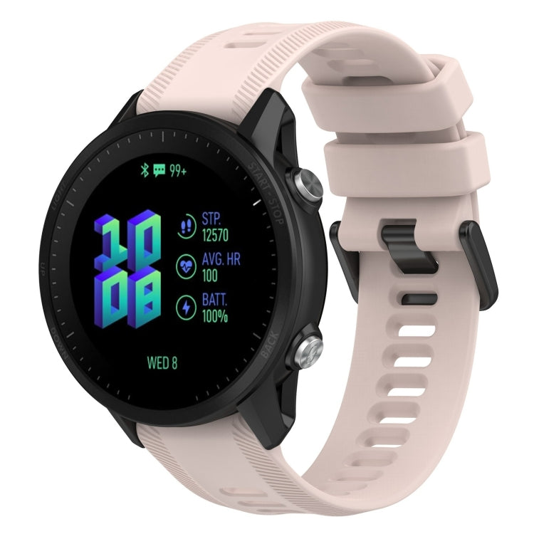 22mm silicone twill watch band, sand pink strap with metal buckle for Garmin Forerunner 955.