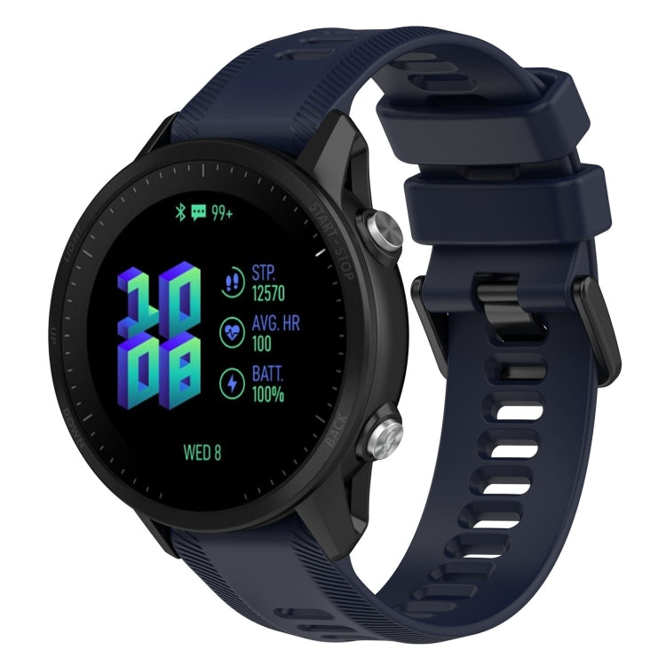 22mm silicone twill watch band, dark blue strap with metal buckle for Garmin Forerunner 955.