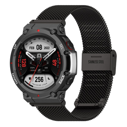 For Huami Amazfit T-Rex 2 Snap-fit Stainless Steel Mesh Watch Band