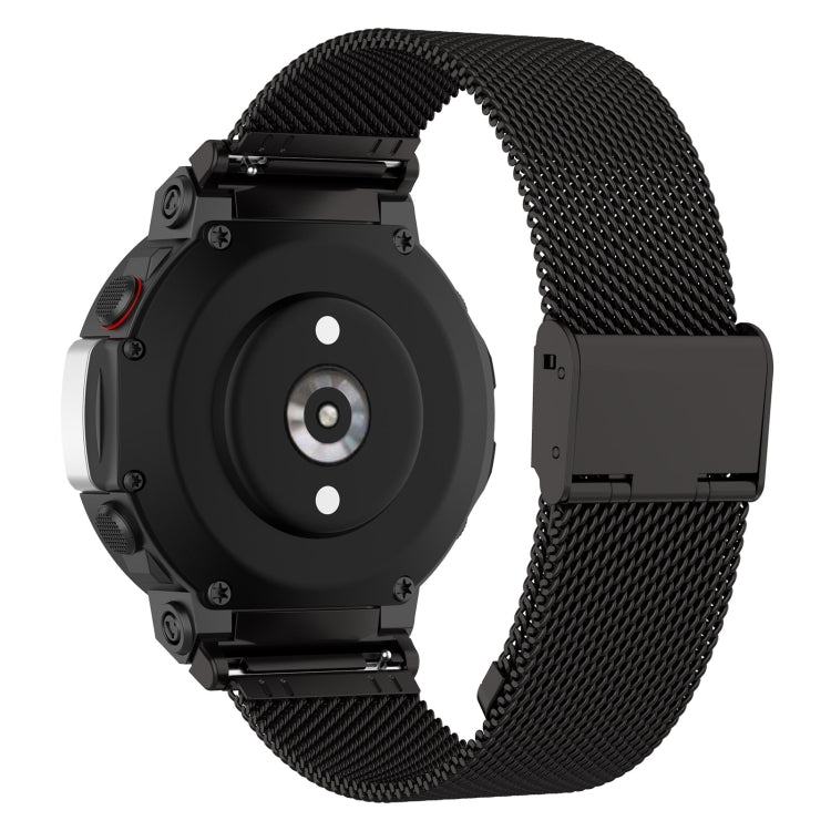 For Huami Amazfit T-Rex 2 Snap-fit Stainless Steel Mesh Watch Band