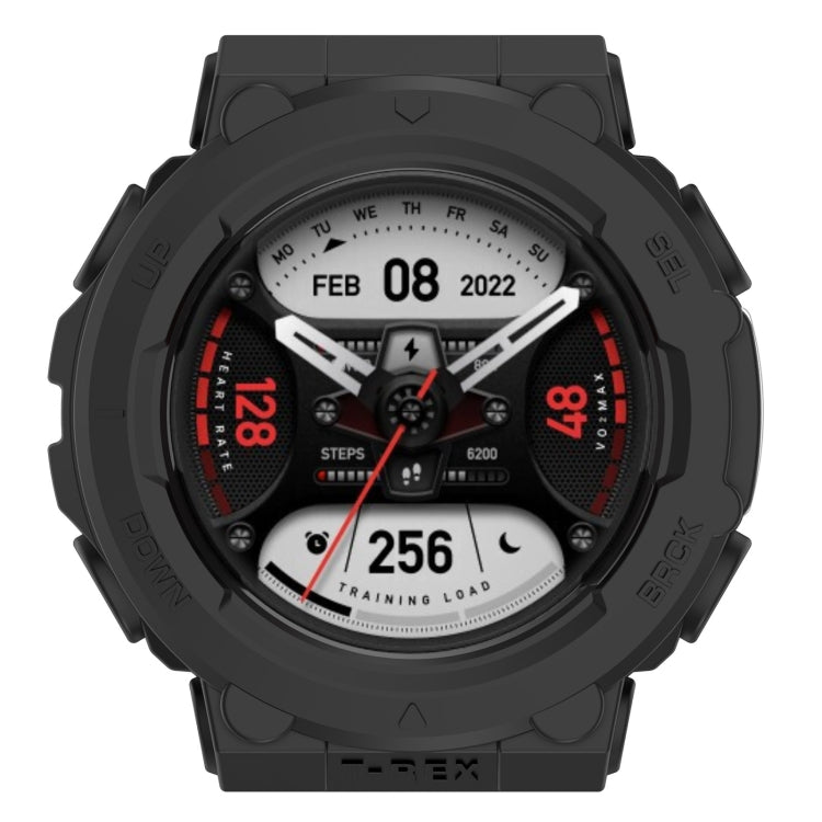 Black rugged TPU watch case with front bezel protection and side button cutouts