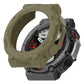 Jungle green rugged TPU watch case with raised bezel and protective side buttons