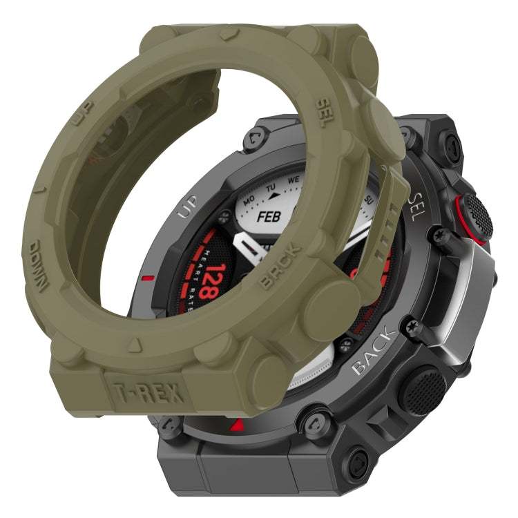 Jungle green rugged TPU watch case with raised bezel and protective side buttons