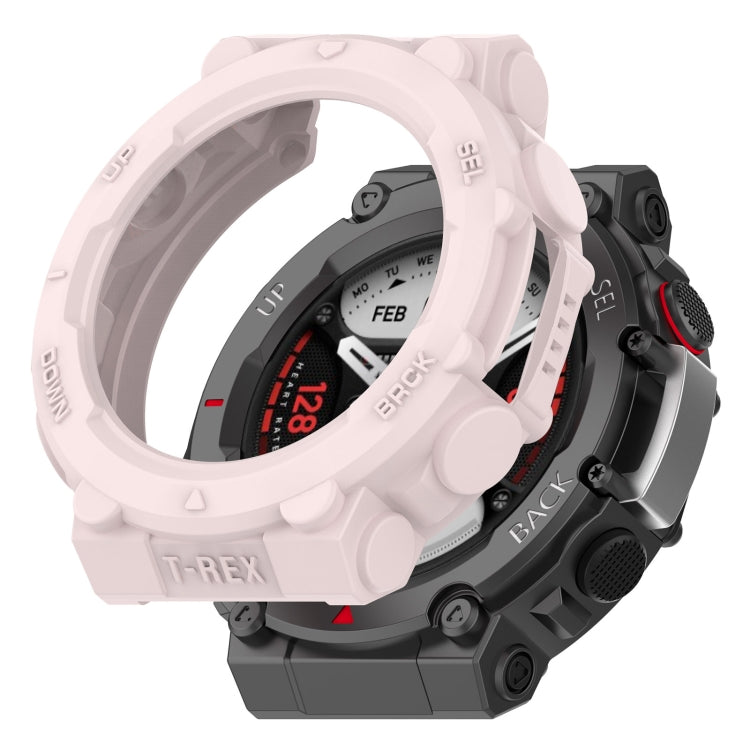 Light pink rugged TPU watch case with raised bezel and protective side button cutouts