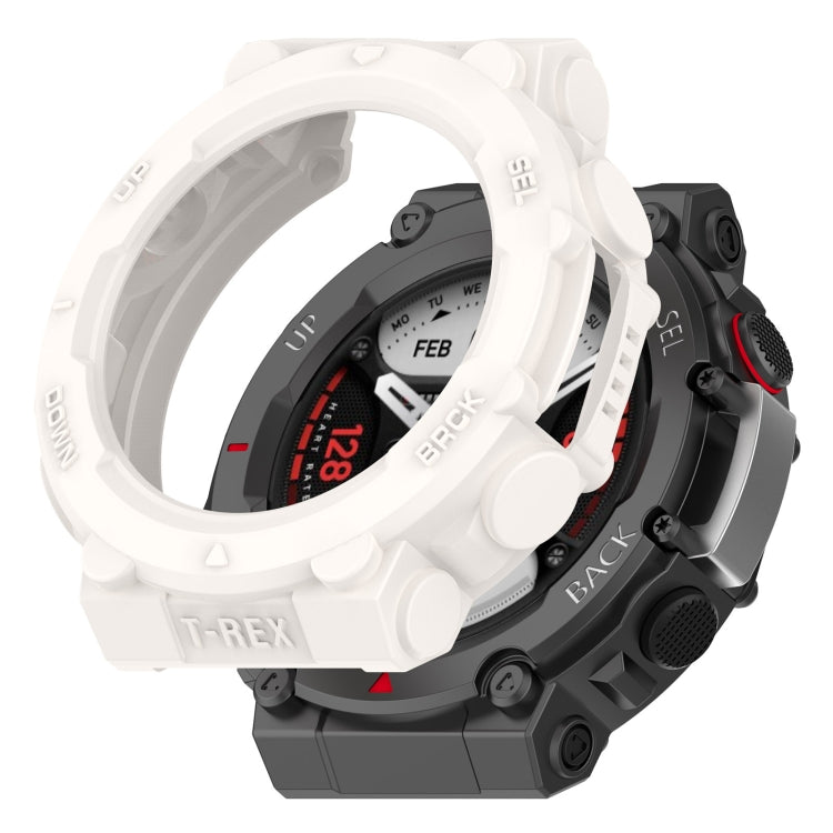 Ivory white rugged TPU watch case with raised bezel and protective side button cutouts