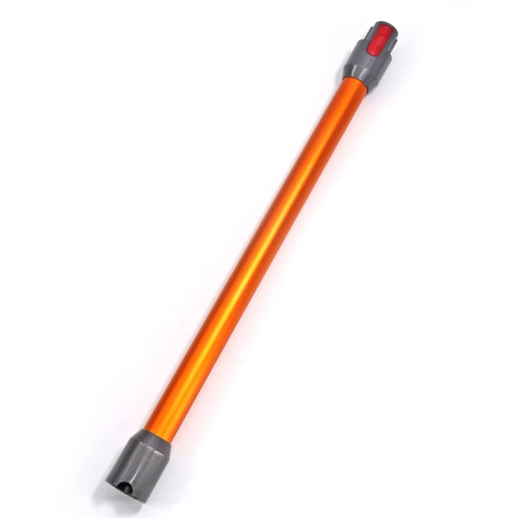 Orange metal vacuum extension rod straight pipe with gray end nozzle and red latch.
