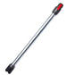 Silver metal vacuum extension rod straight pipe with gray end nozzle and red latch.