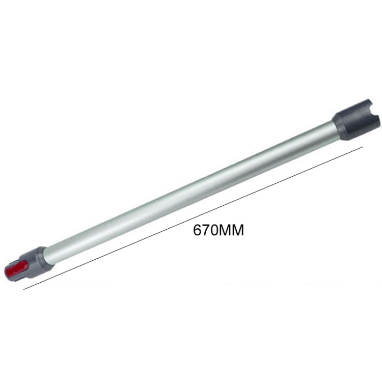 Silver metal vacuum extension rod straight pipe with gray end nozzle and red cap.