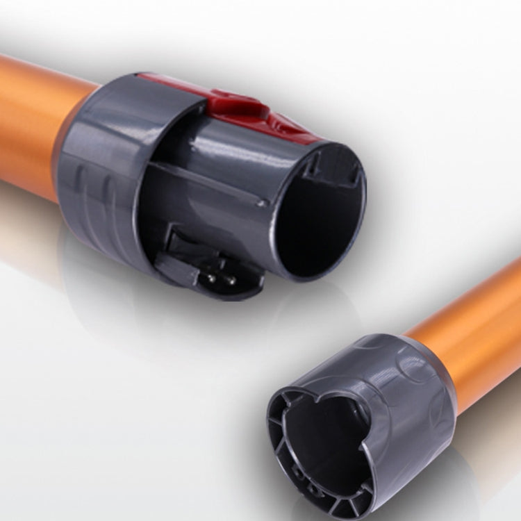 Orange vacuum extension rod straight pipe connector end with gray coupling and red tab.