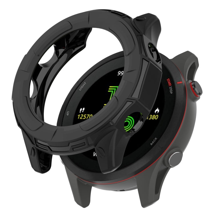 Black hollow TPU watch case with protective bumper and open circular design