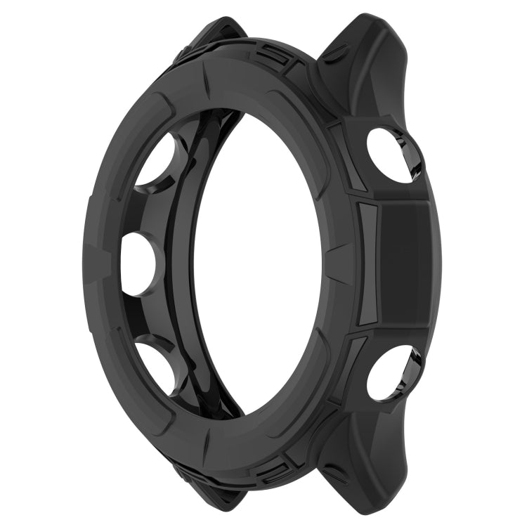 Black hollow TPU watch case shell with cutouts and raised protective edges