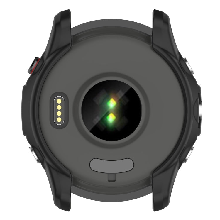 Black hollow TPU watch case back view with sensor window and side cutouts