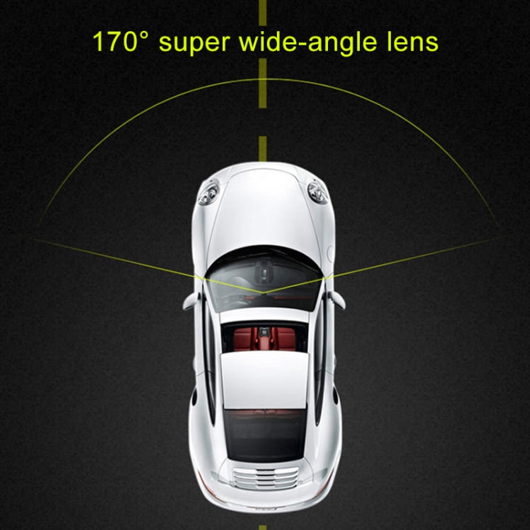 Single camera dash cam with wide-angle lens, front view, white and black housing