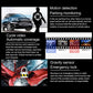 Dash cam monitoring graphic with car silhouette and motion detection callouts
