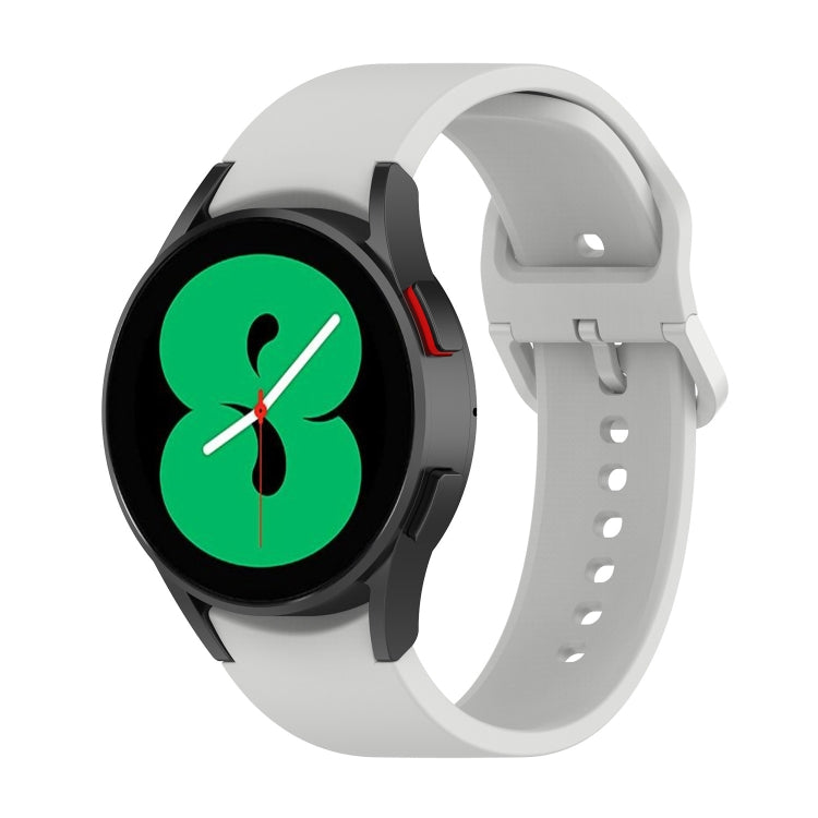 Silicone watch band with buckle holes, silver gray color, for Galaxy Watch-style cases