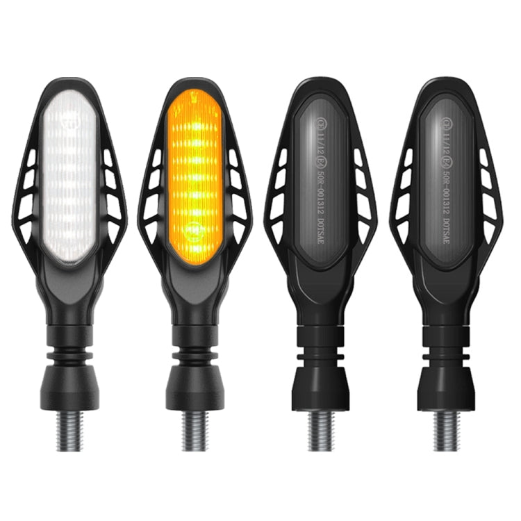 Smoked black motorcycle LED tail light with white and yellow light segments