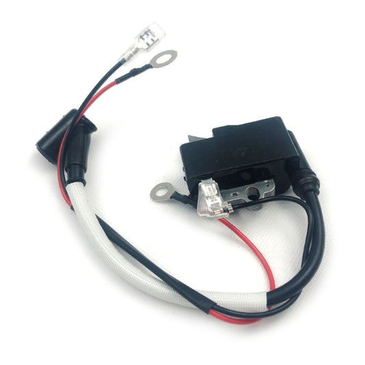 Ignition coil module with wiring harness and terminals for small gas chainsaw