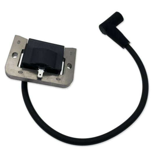Ignition coil module on metal bracket with black wire and protective boot