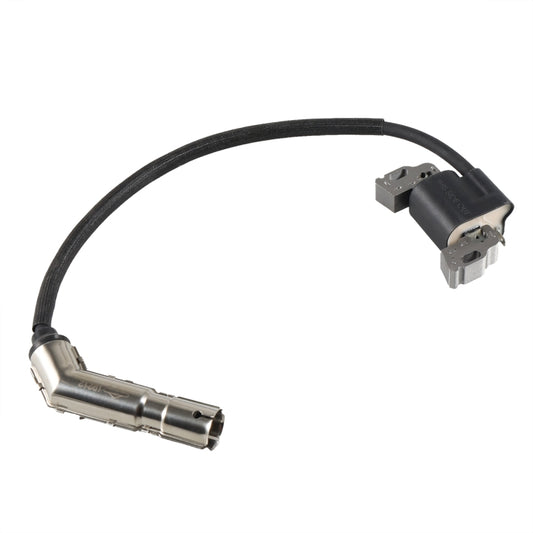 High pressure ignition coil with black wire and silver metal connector, dual ends