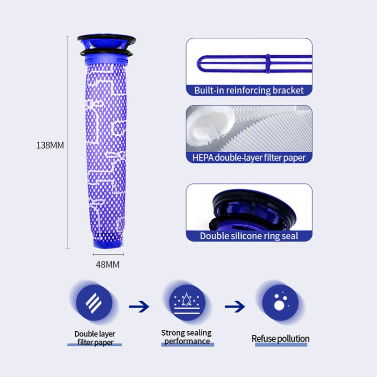 Purple vacuum filter cylinder with mesh screen and top cap, double-layer style.