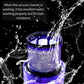 Purple mesh vacuum filter cylinder with blue top cap and black mounting base.