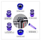 Assorted purple mesh vacuum filter screen cylinders with blue top caps.
