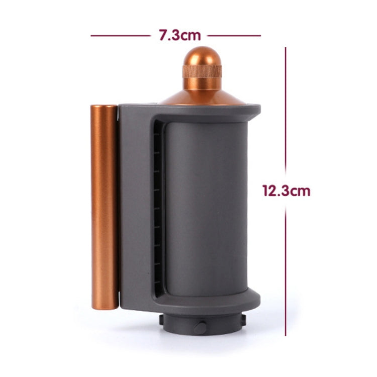 Dyson Airwrap anti-flying wind nozzle, gold copper cap with gray body, 7.3cm x 12.3cm
