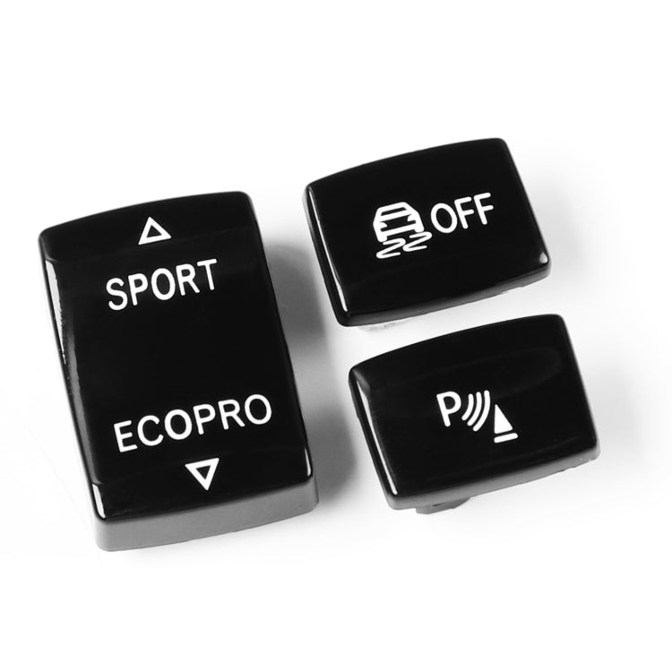 Black gear button set with SPORT, ECOPRO, OFF, and P with sound icon labels