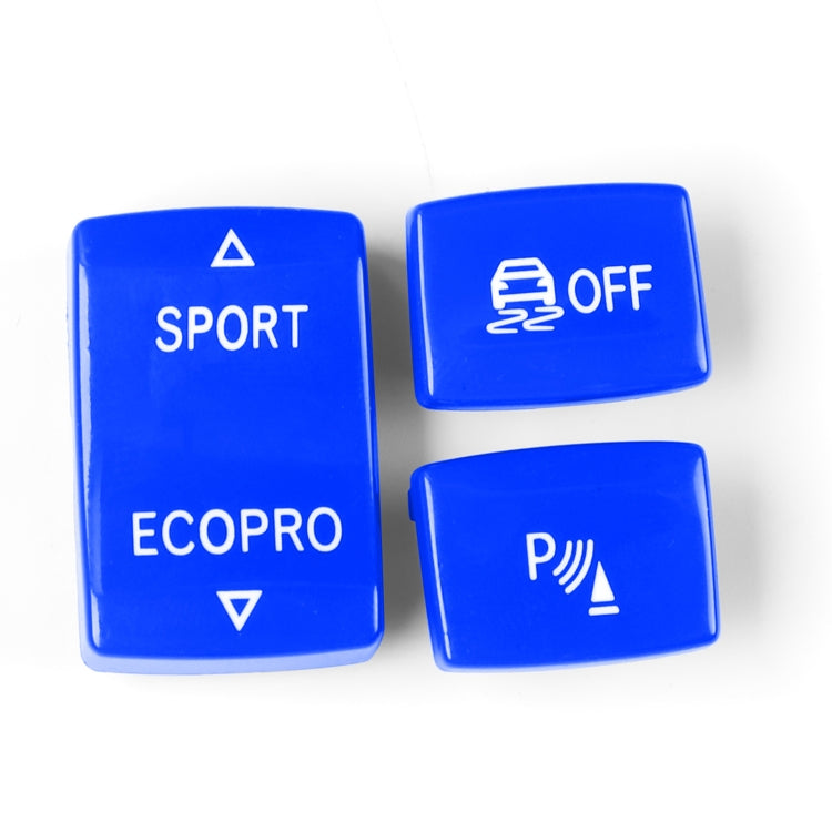 Blue gear button set with SPORT, ECOPRO, OFF, and P with sound icon labels