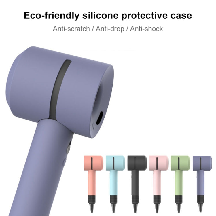 Lavender silicone hairdryer protective case, shown with matching color options.