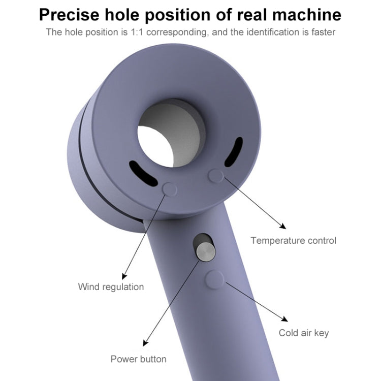 Lavender silicone protective case close-up with circular opening and button cutouts.