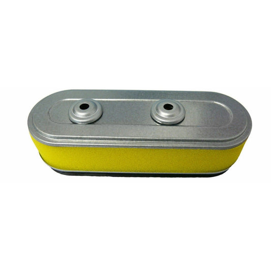 Air filter element with metal end caps, green filter media