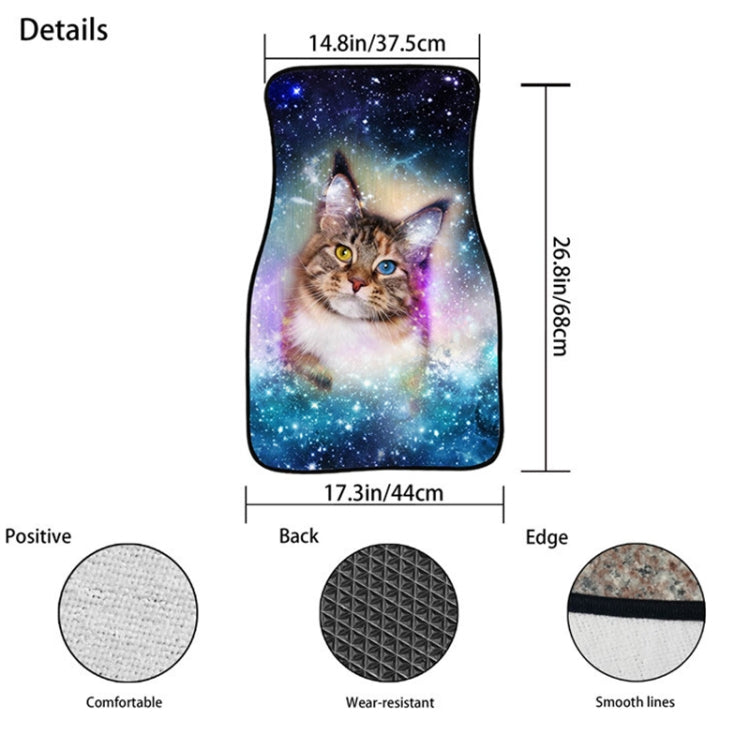 Universal car floor mat with galaxy pet print; non-slip texture and smooth edge