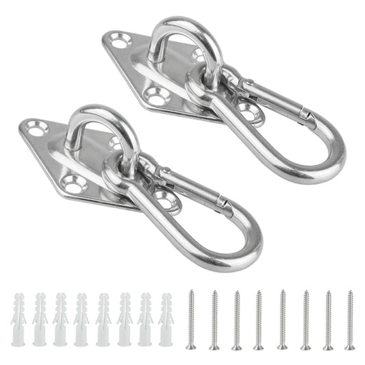 Heavy-duty stainless steel swing ceiling hook hangers with mounting plates and screws (2 pack)