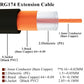 RG174 extension coax cable construction diagram: black jacket, PE dielectric, copper braid