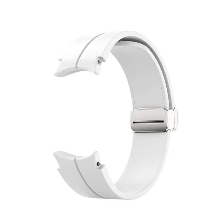 Folding Silver Buckle Silicone Watch Band, For Samsung Galaxy Watch5 40&44mm / Pro 45mm