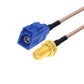 20cm RG316 coaxial antenna extension cable with SMA female to Fakra connector, blue housing