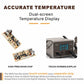 Hot air rework station with dual-screen temperature display and touchscreen controls
