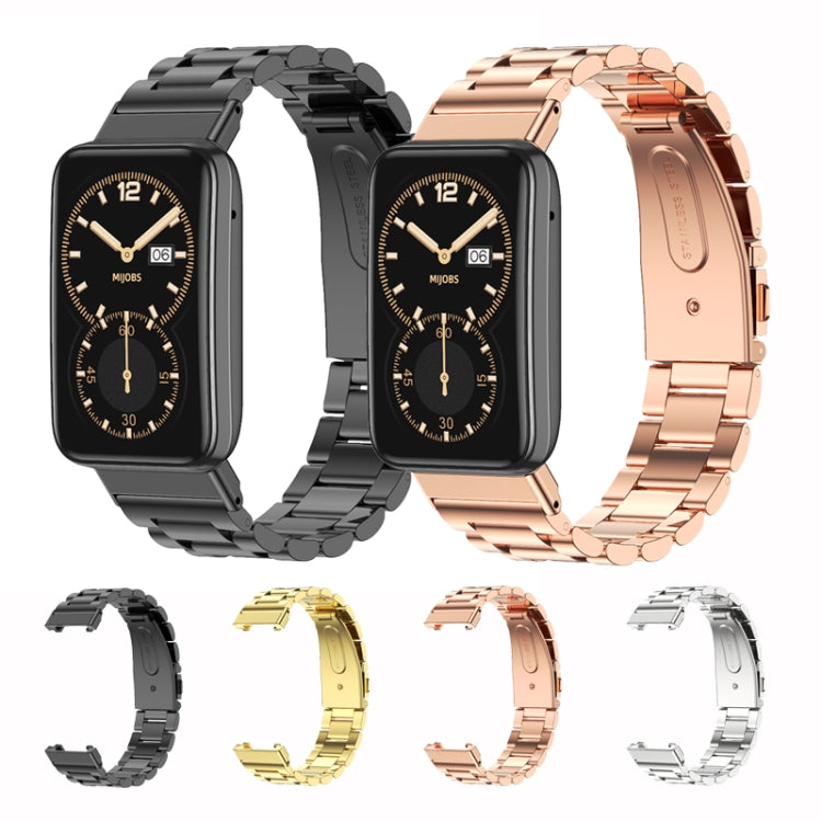 Mijobs Three-bead Metal Stainless Steel Watch Band, For Xiaomi Mi Band 7 Pro
