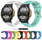 Assorted silicone watch bands in multiple colors with ribbed texture and buckles