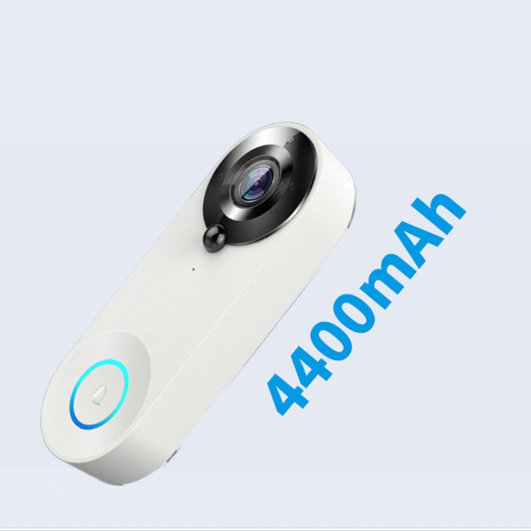 White smart doorbell with camera module and circular status ring