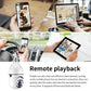 White WiFi bulb camera with remote playback shown on smartphone app
