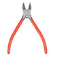 Sharp cutter pliers with orange handles and two pointed jaws